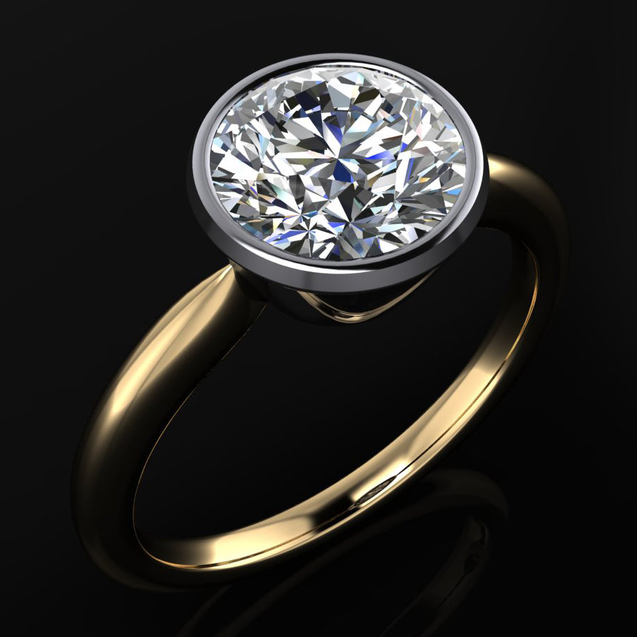 jules ring - 1.5 carat round moissanite engagement ring - angle