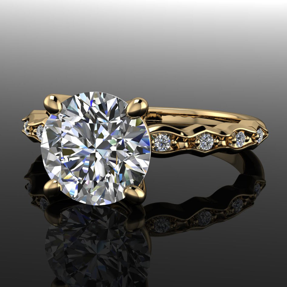 1.5 carat round moissanite engagement ring - side