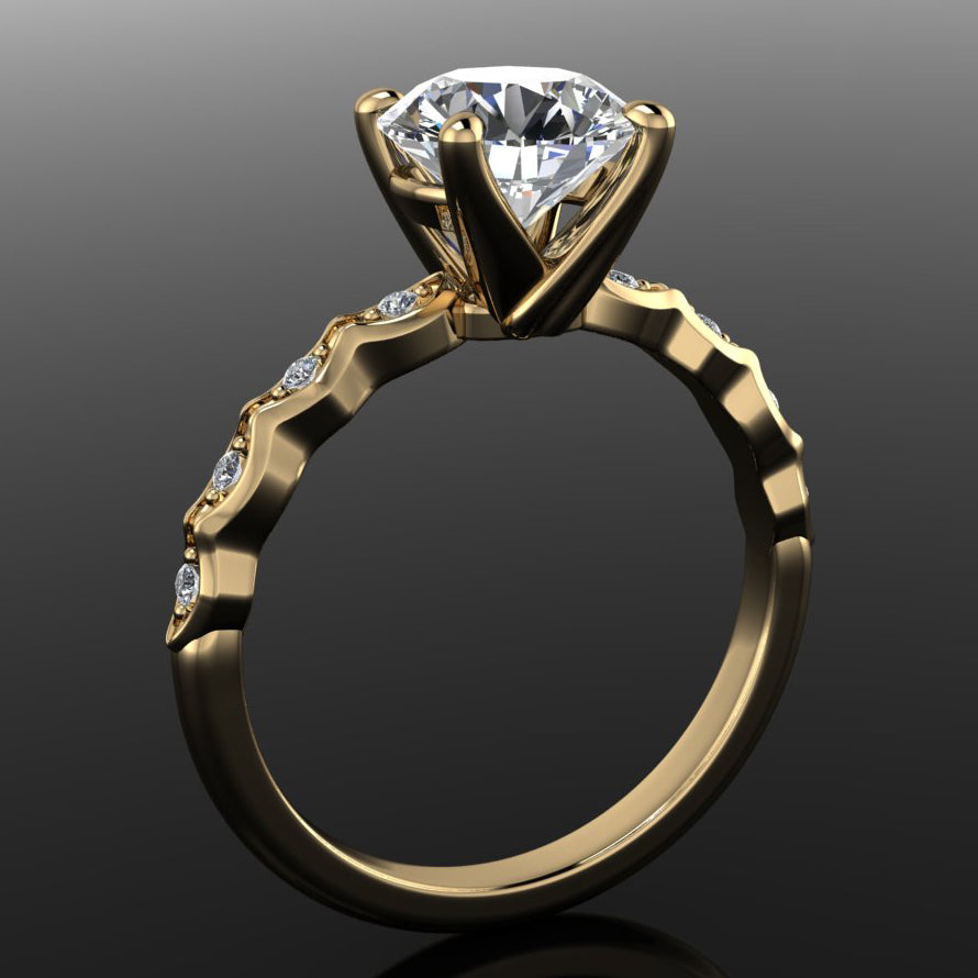 1.5 carat round moissanite engagement ring - upright