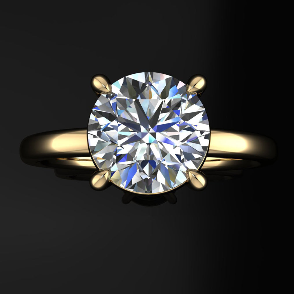 rowan ring - 1.5 carat round engagement ring with diamond side halo - top view