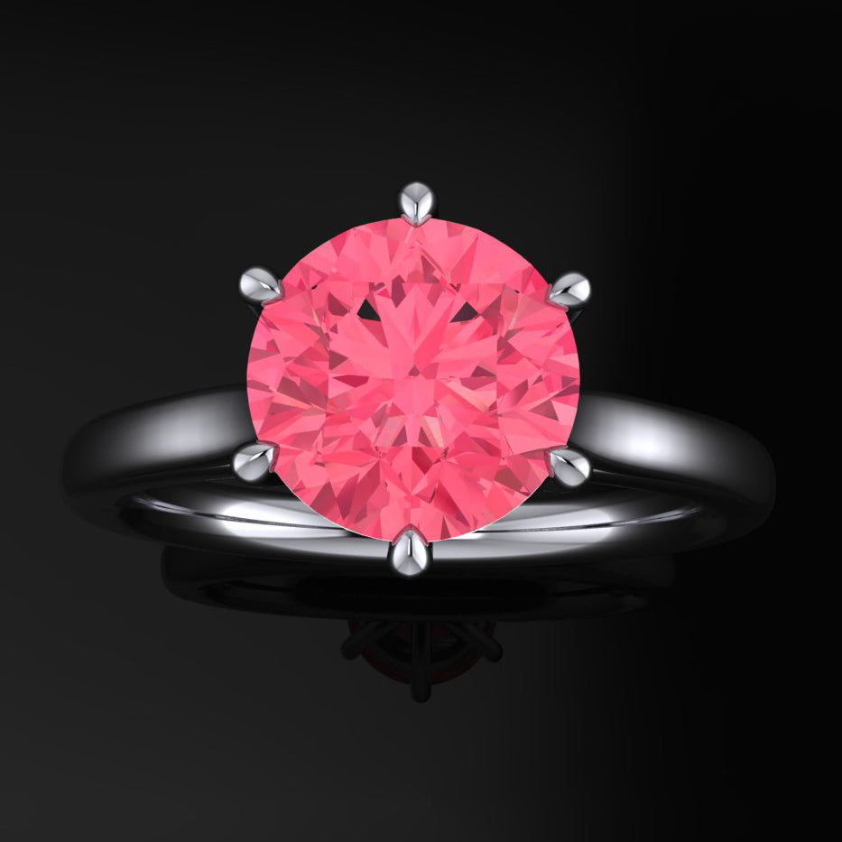 naked tatum ring - round lab grown pink sapphire ring - J Hollywood Designs