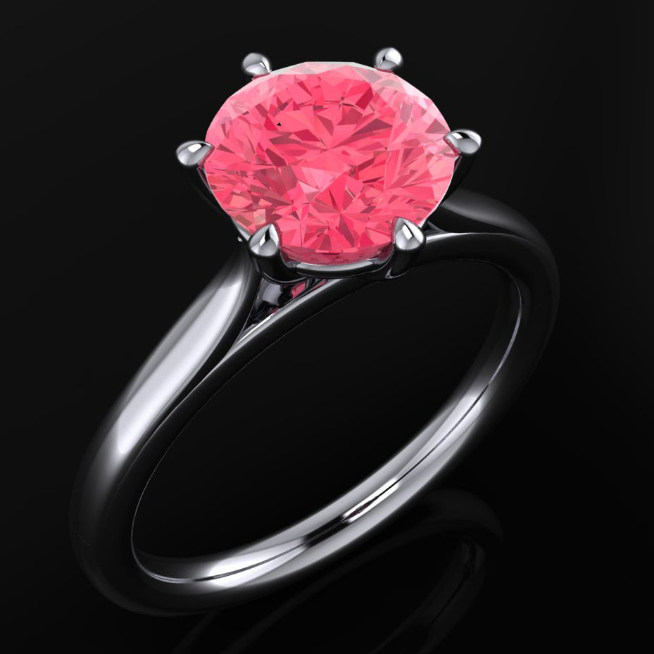 naked tatum ring - round lab grown pink sapphire ring - J Hollywood Designs