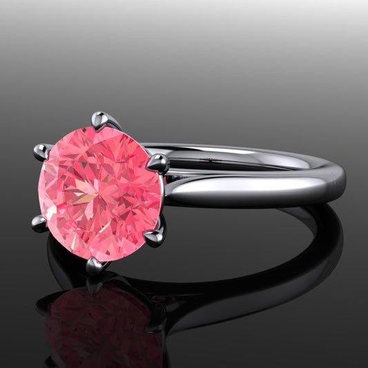 naked tatum ring - round lab grown pink sapphire ring - J Hollywood Designs