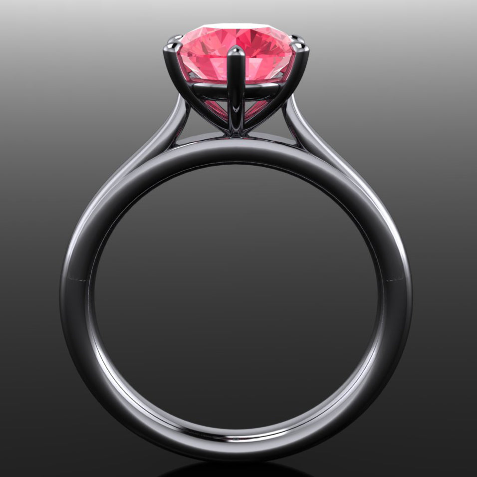 naked tatum ring - round lab grown pink sapphire ring - J Hollywood Designs