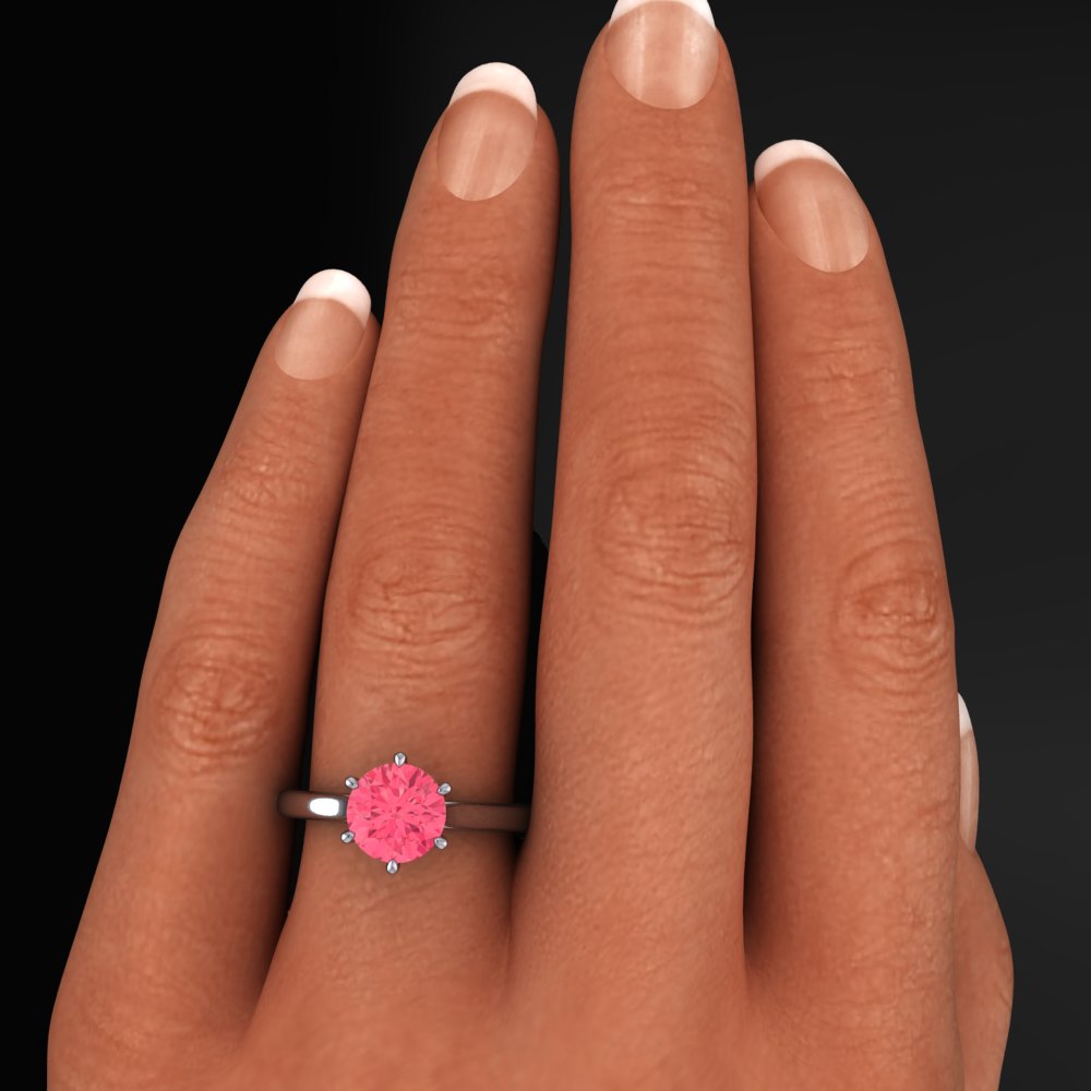 naked tatum ring - round lab grown pink sapphire ring - J Hollywood Designs