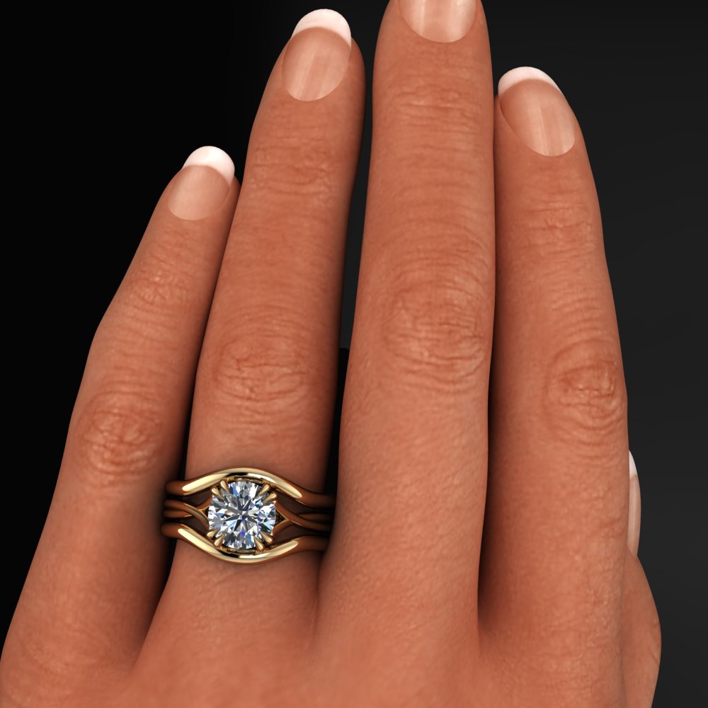 hailey ring – round lab grown diamond engagement ring, round engagement ring, wedding set, handmade jewelry - J Hollywood Designs