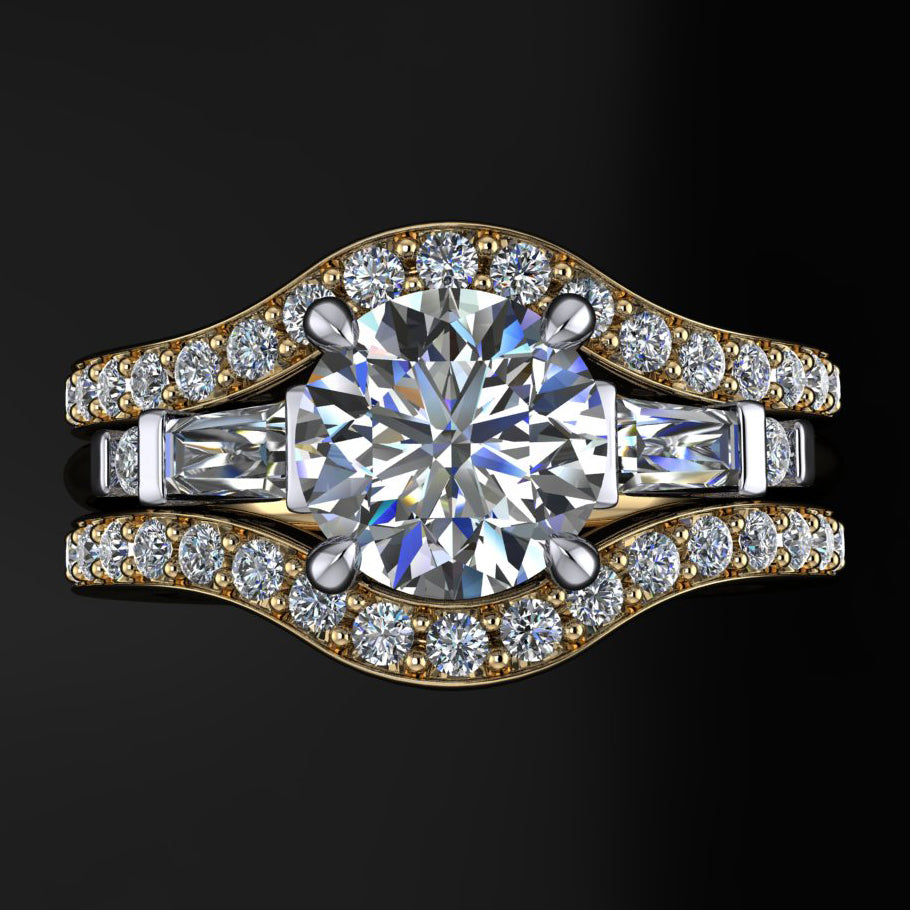 1 carat moissanite bonnie ring - wedding set