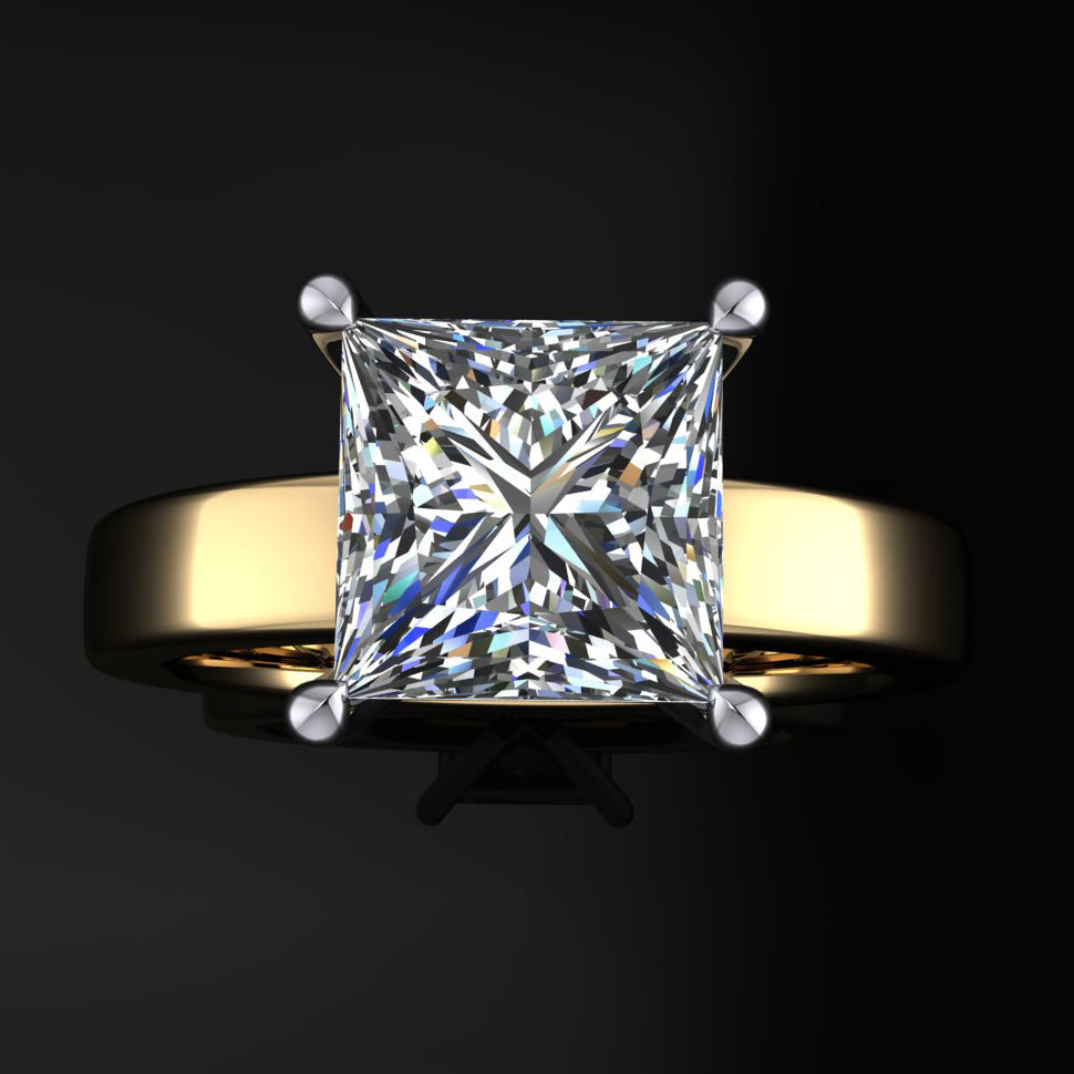 caroline ring - princess cut diamond engagement ring - top view