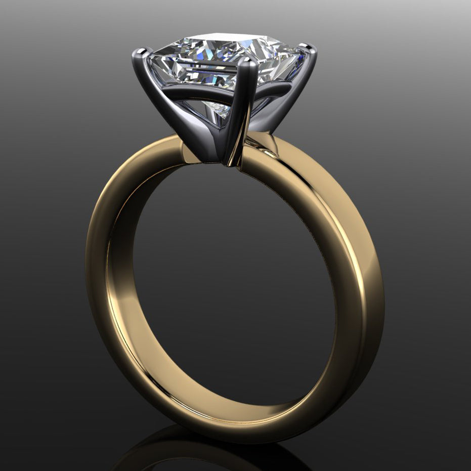 caroline ring - princess cut diamond engagement ring - side view