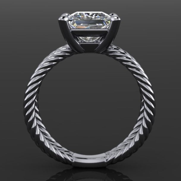 raven ring - 2 carat princess cut moissanite engagement ring, d color moissanite - J Hollywood Designs
