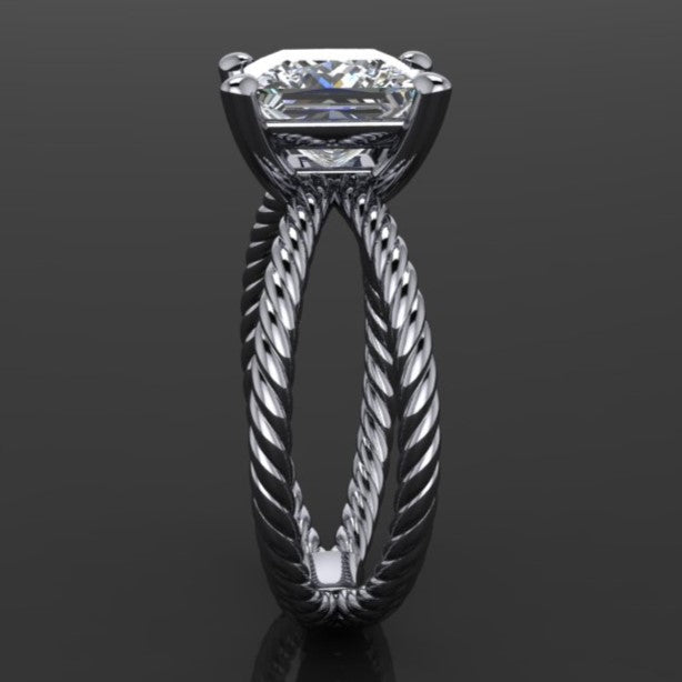 raven ring - 2 carat princess cut moissanite engagement ring, d color moissanite - J Hollywood Designs