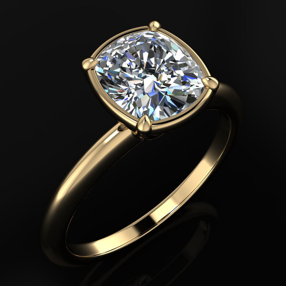 natalie ring - 1.5 carat cushion lab created diamond engagement ring - solitaire engagement ring