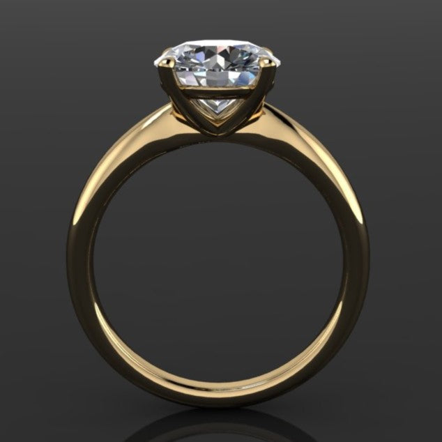 2 carat round moissanite solitaire ring - profile view