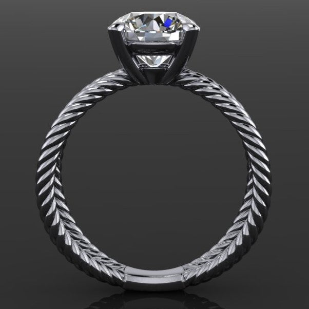 2 carat round moissanite engagement ring - raven ring - profile view