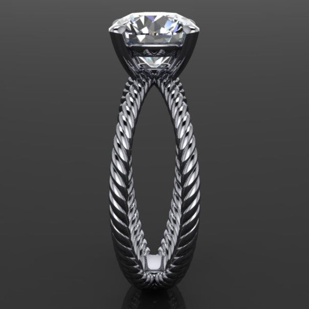 2 carat round moissanite engagement ring - raven ring - side