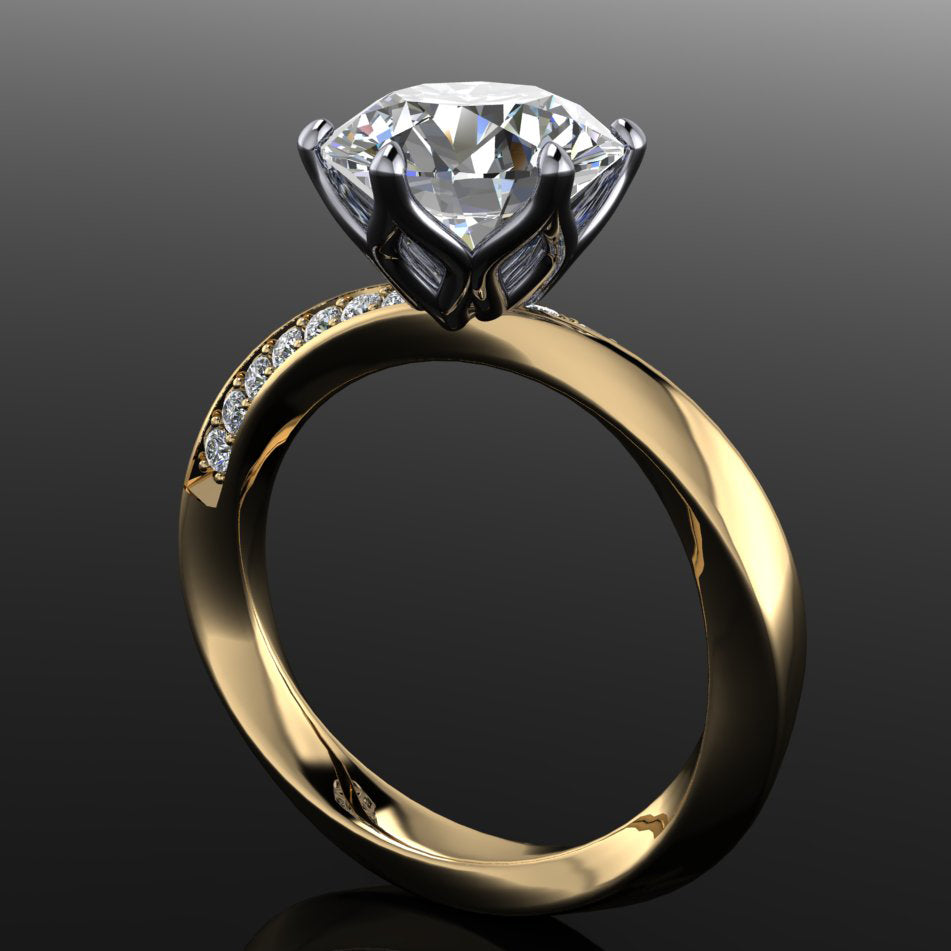russ twist ring - 2.5 carat round brilliant natural diamond engagement ring