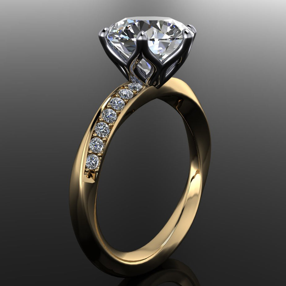 russ twist ring - 2.5 carat round brilliant natural diamond engagement ring