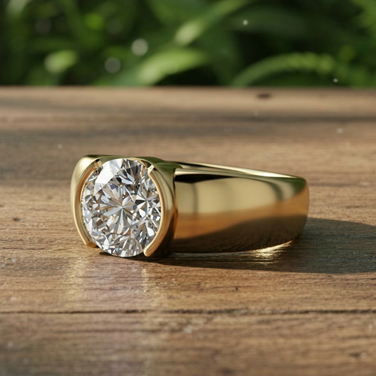 juno ring - 2 carat round lab diamond engagement ring, solid gold ring, dua lipa ring - J Hollywood Designs