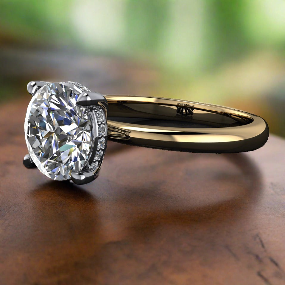 ryley ring - lab grown diamond engagement ring, laying on it's side