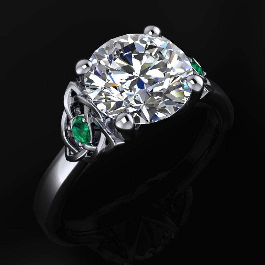 ready to ship - seana ring - moissanite and emerald ring - J Hollywood Designs