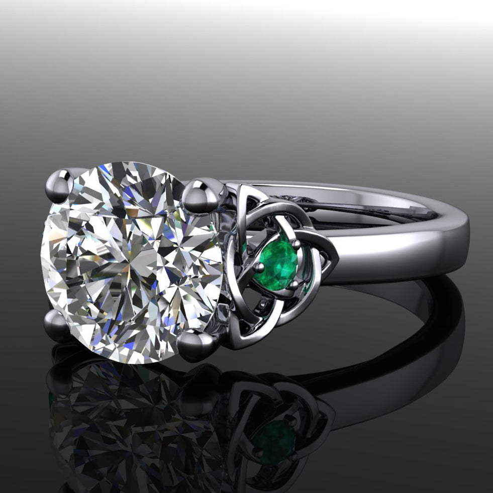 ready to ship - seana ring - moissanite and emerald ring - J Hollywood Designs