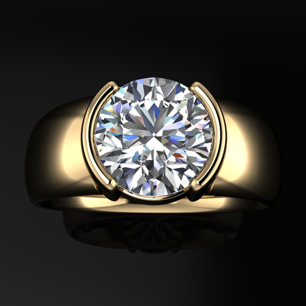 juno ring - 2 carat round lab diamond engagement ring, solid gold ring, dua lipa ring - J Hollywood Designs