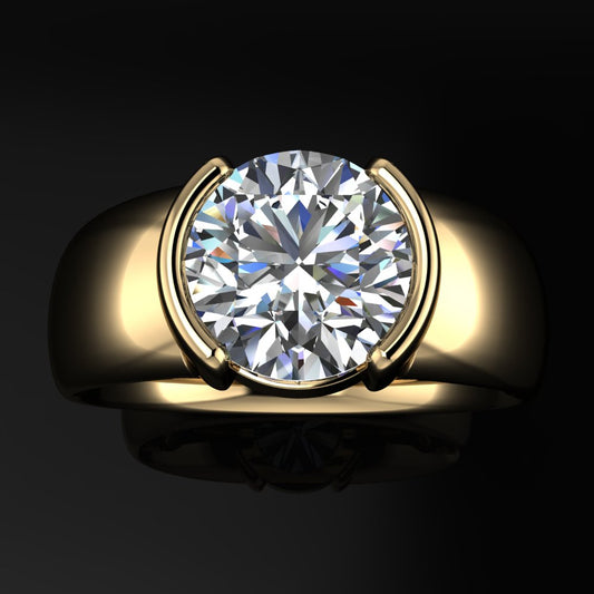 juno ring - 2 carat round lab diamond engagement ring, solid gold ring, dua lipa ring - J Hollywood Designs