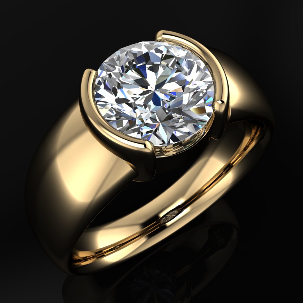 juno ring - 2 carat round lab diamond engagement ring, solid gold ring, dua lipa ring - J Hollywood Designs