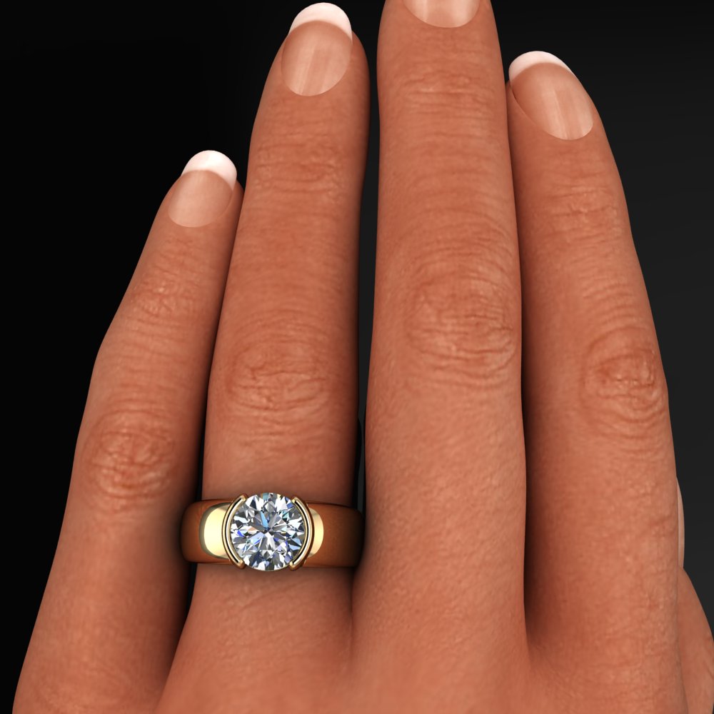 juno ring - 2 carat round lab diamond engagement ring, solid gold ring, dua lipa ring - J Hollywood Designs