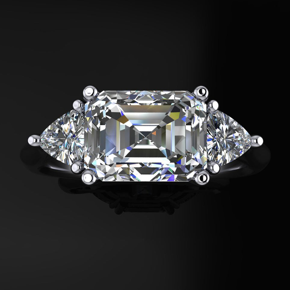 Erin ring - 3 stone lab grown engagement ring - top