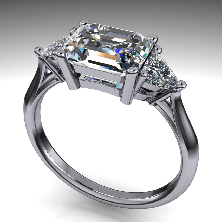 Erin ring - 3 stone lab grown engagement ring - side