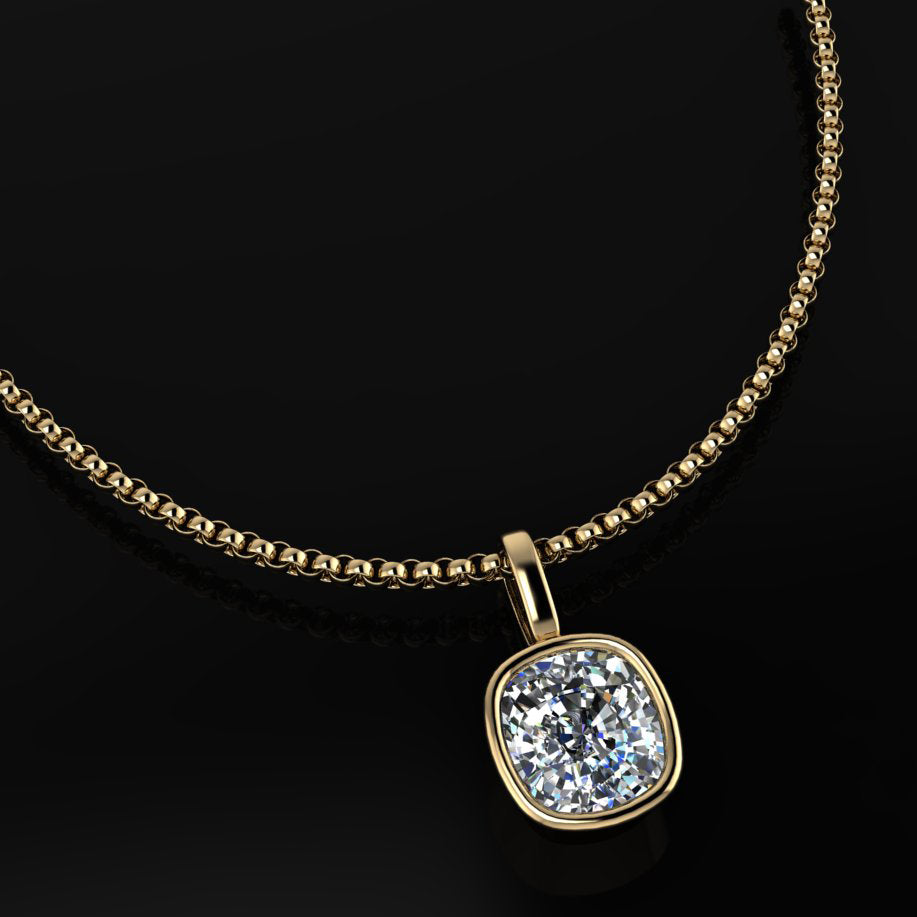 kat pendant – old mine cut cushion moissanite pendant