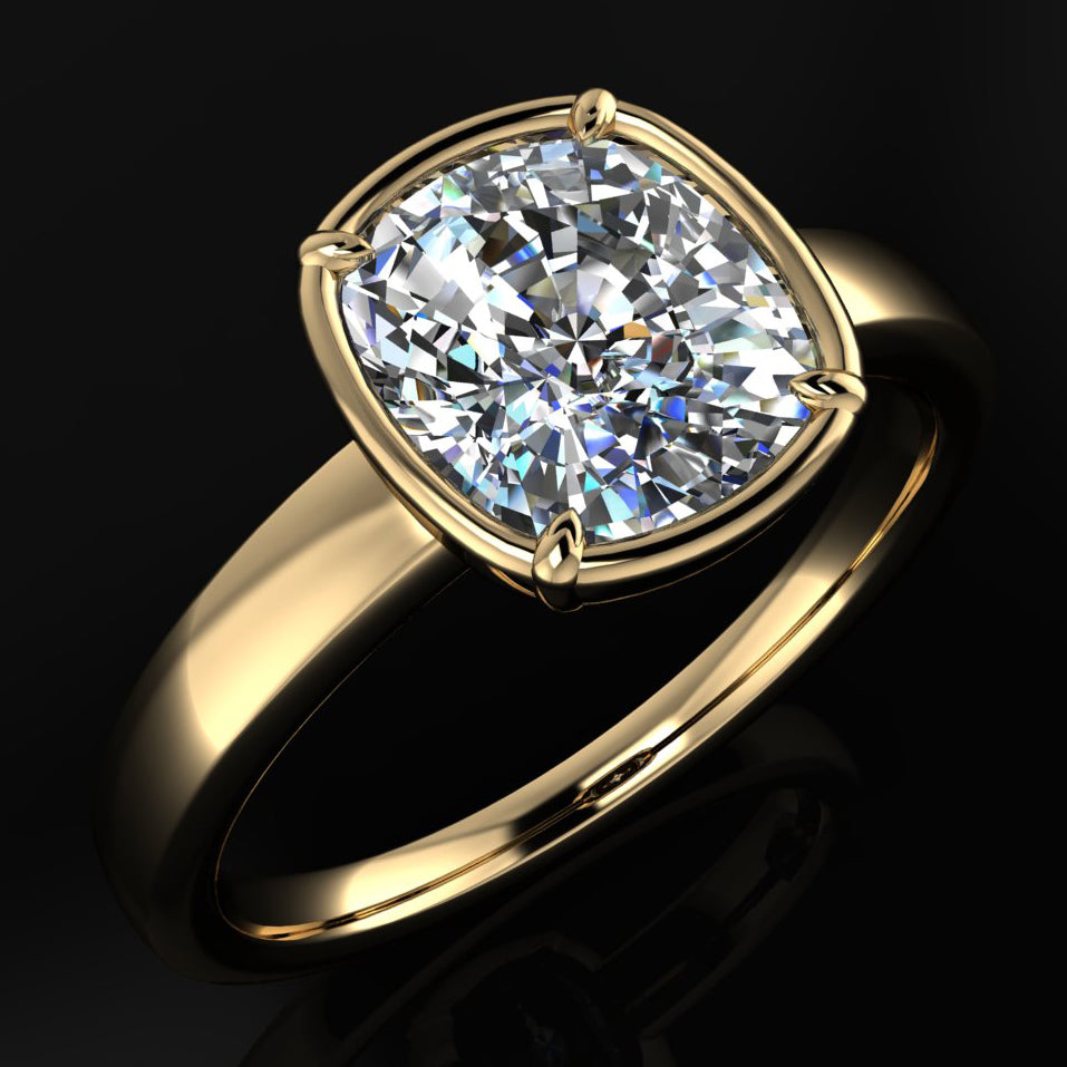 rogue ring - 2 carat cushion engagement ring, moissanite ring
