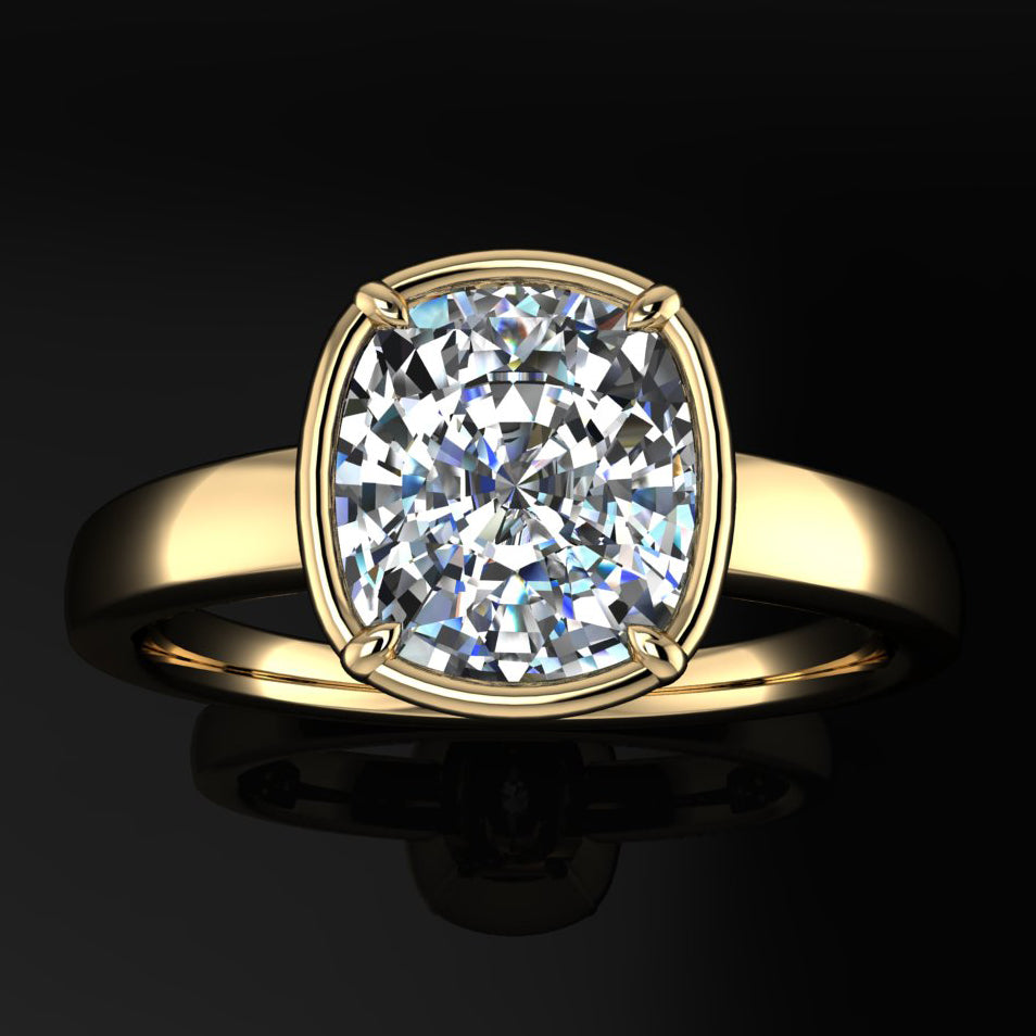 rogue ring - 2 carat cushion engagement ring, moissanite ring