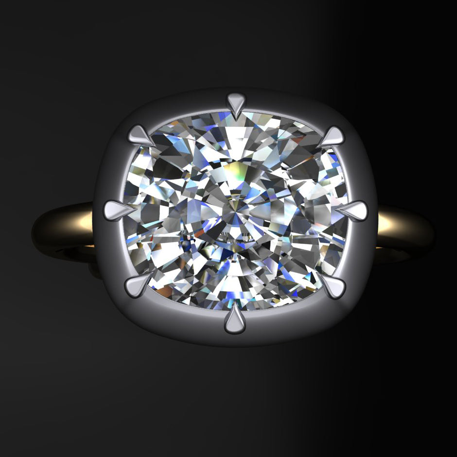 zendaya ring - 3 carat east west cushion engagement ring - top view of the ring