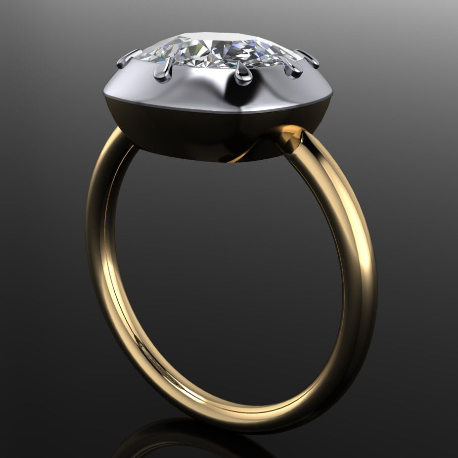 zendaya ring - 3 carat east west cushion engagement ring - another side view