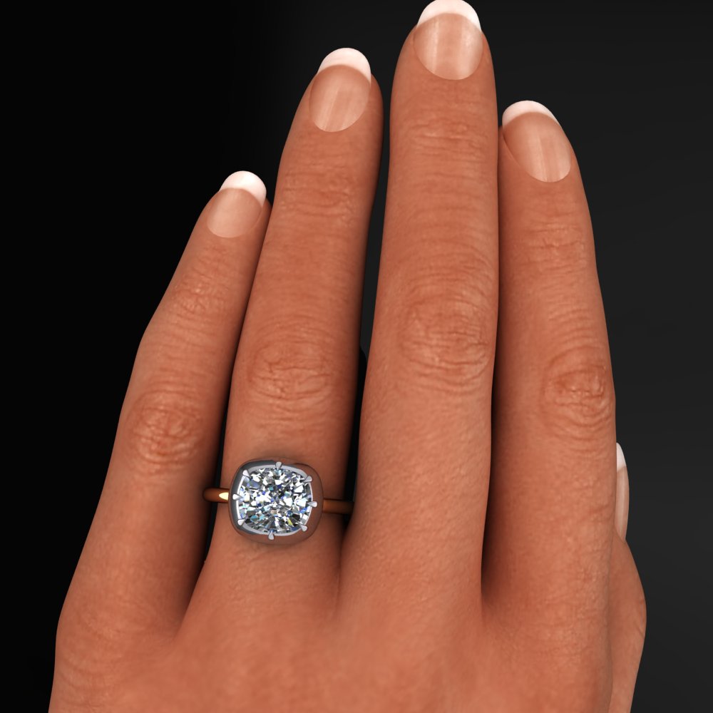 zendaya ring - 3 carat east west cushion engagement ring - model shot