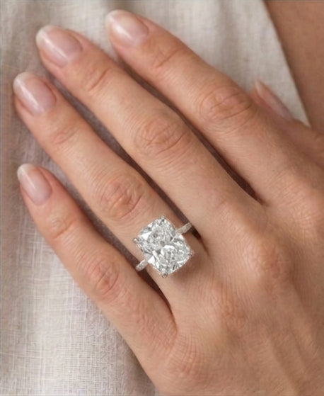 allie wedding set - elongated cushion cut lab grown diamond engagement ring, vintage inspired ring, matching wedding band