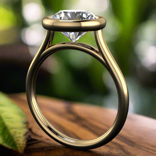 2.5 carat round Naked Halle engagement ring - side view