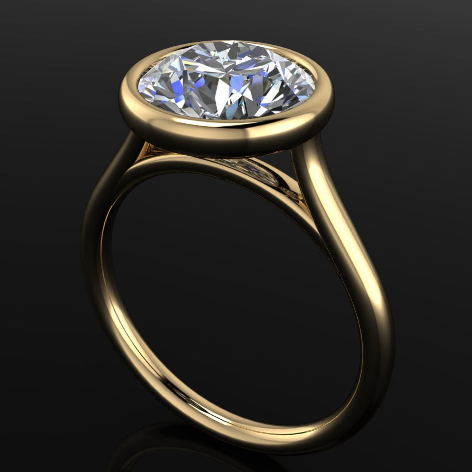 2.5 carat round Naked Halle engagement ring - side view