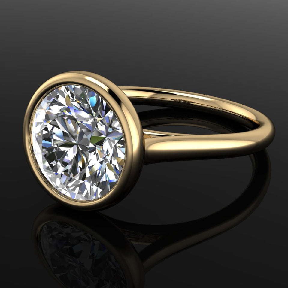 2.5 carat round Naked Halle engagement ring - angle view