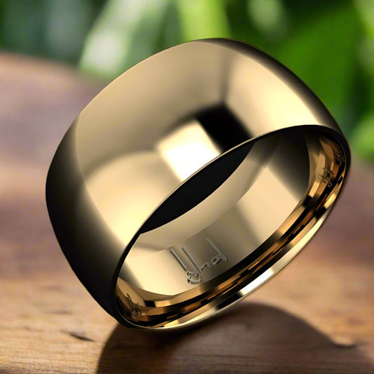 kai ring - 14k gold men's wedding band, wide mens ring, engravable ring, statement ring - J Hollywood Designs