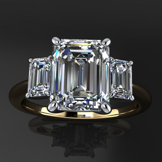 Private Listing for Pat - kennedy ring - 2.5 carat emerald cut ZAYA moissanite engagement ring, emerald moissanite ring - expedited - J Hollywood Designs