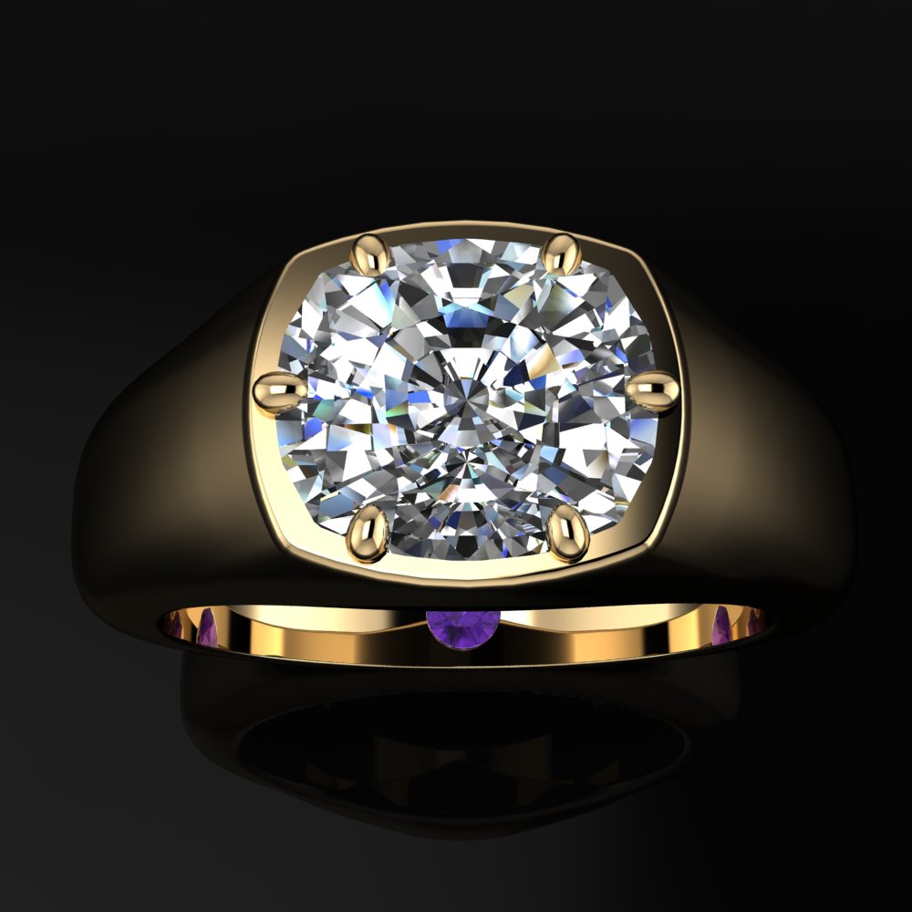 miley II ring - east west cushion lab diamond engagement ring, you and me ring