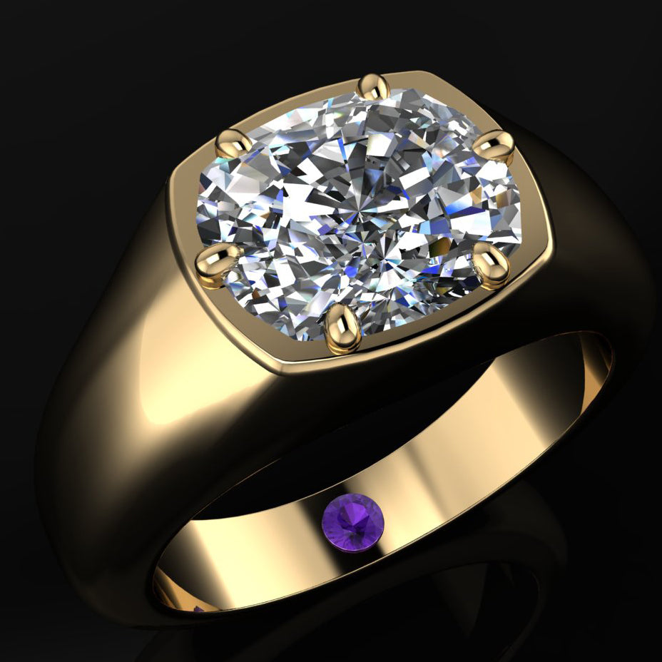 miley II ring - east west cushion lab diamond engagement ring, you and me ring