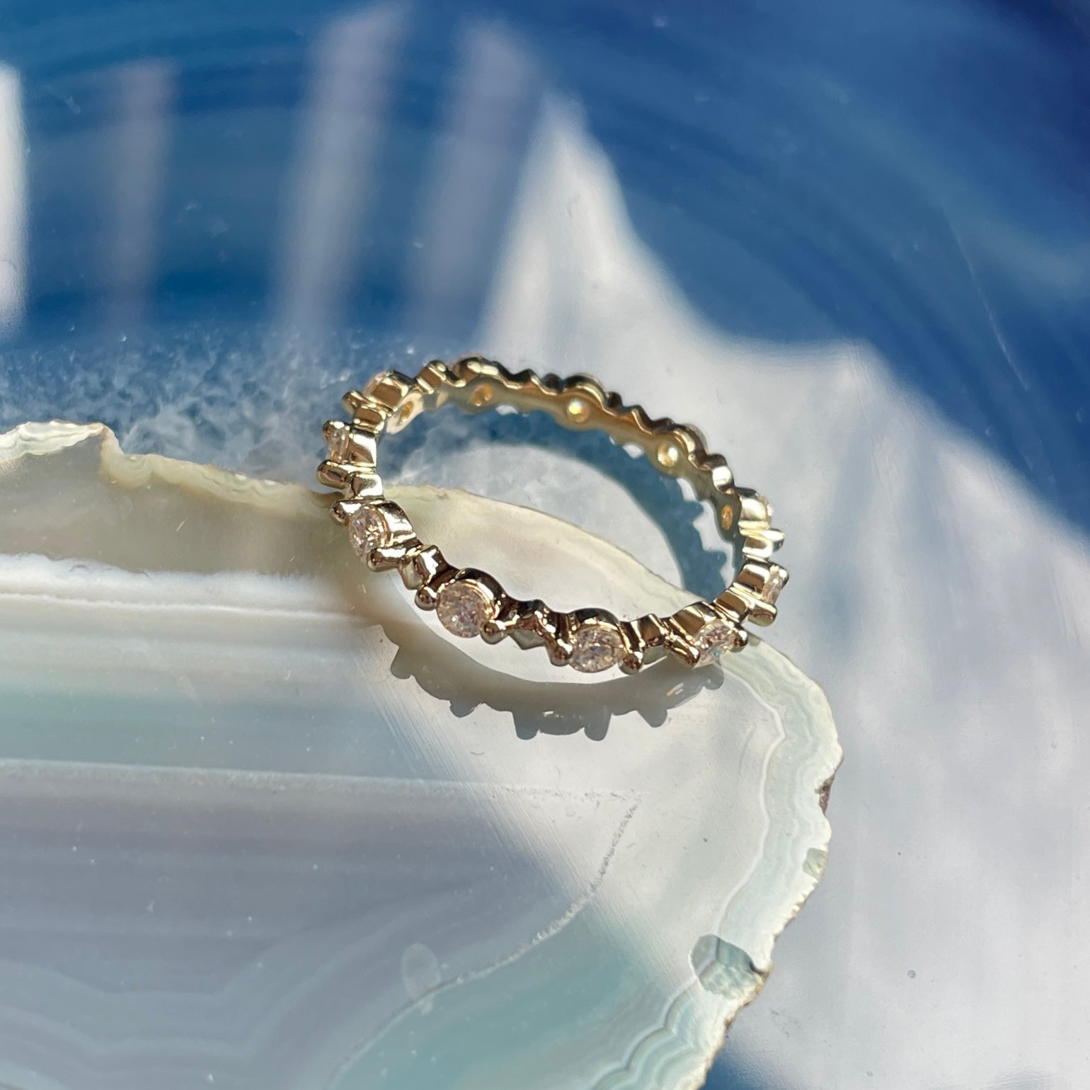 estelle ring - moissanite wedding band, moissanite stacking ring, anniversary band - J Hollywood Designs