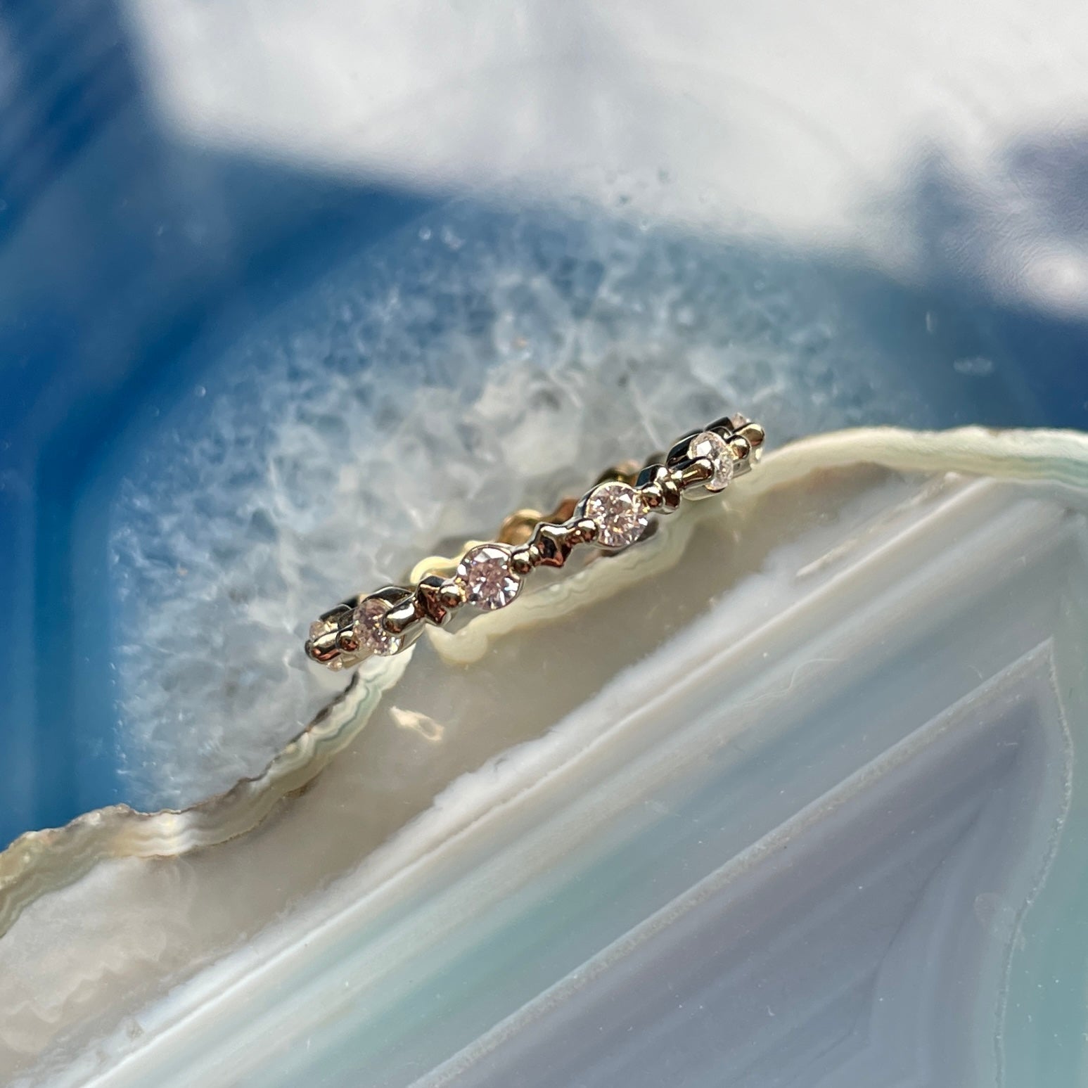 estelle ring - moissanite wedding band, moissanite stacking ring, anniversary band - J Hollywood Designs