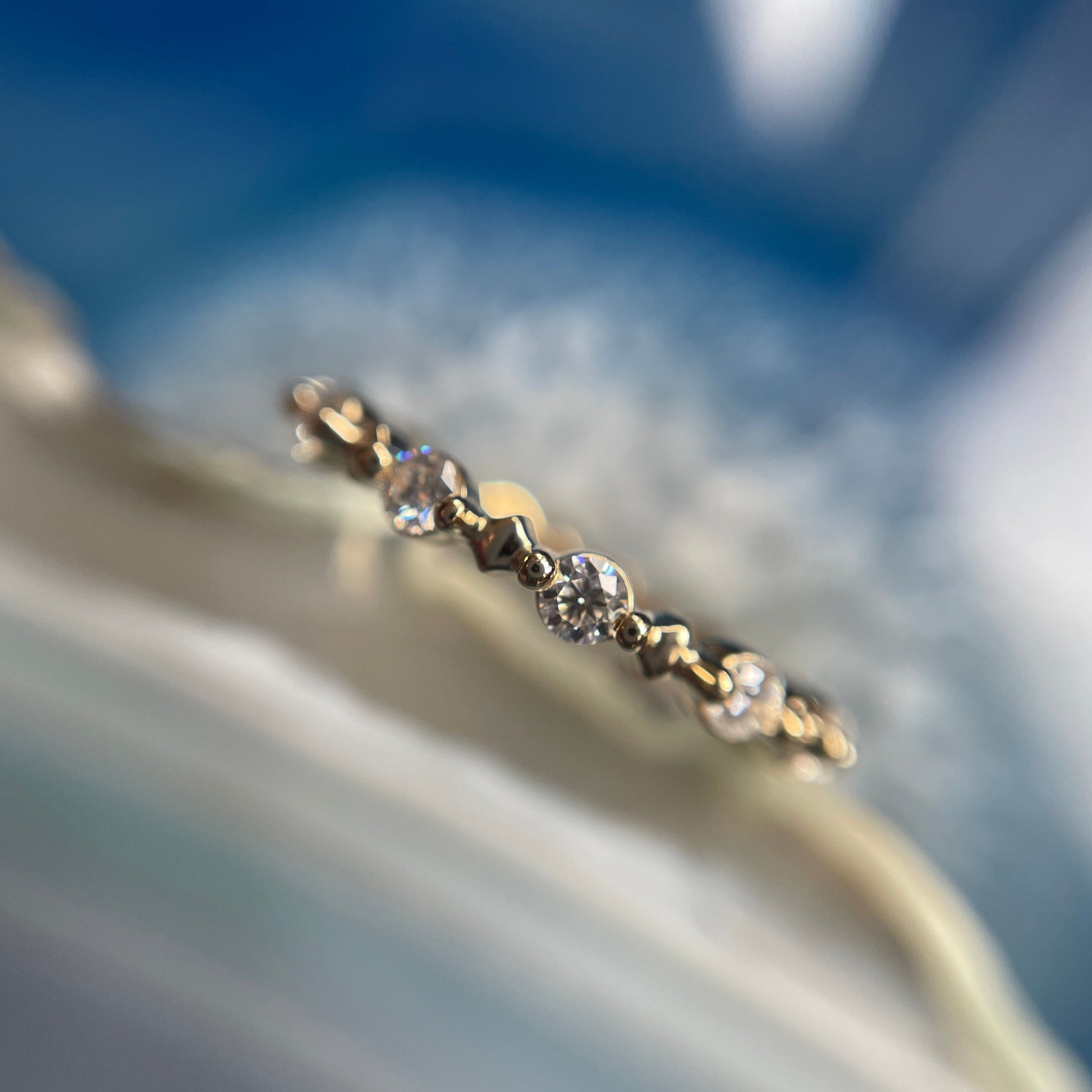 estelle ring - moissanite wedding band, moissanite stacking ring, anniversary band - J Hollywood Designs