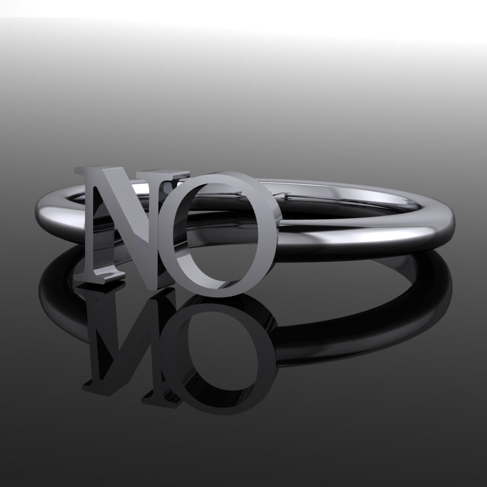"no" ring in sterling silver or white gold
