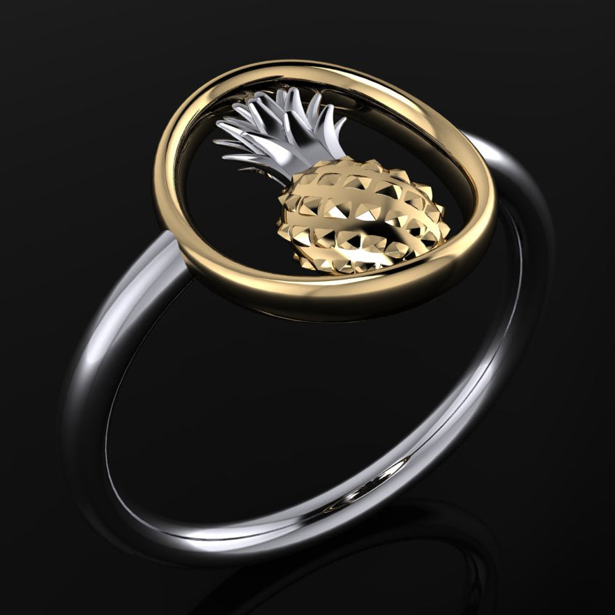 upside down pineapple ring - angle view